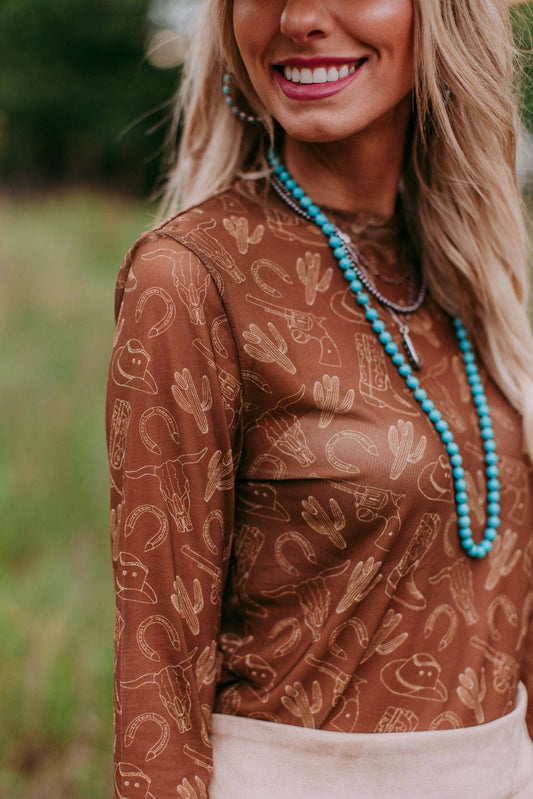 Wild West Rust Mesh Shirt