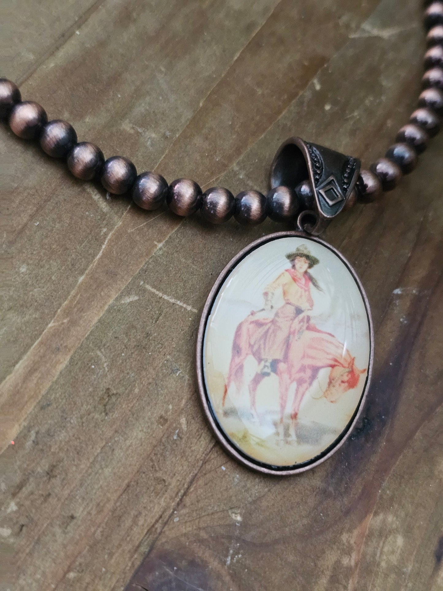 Saddle up vintage pendant necklace