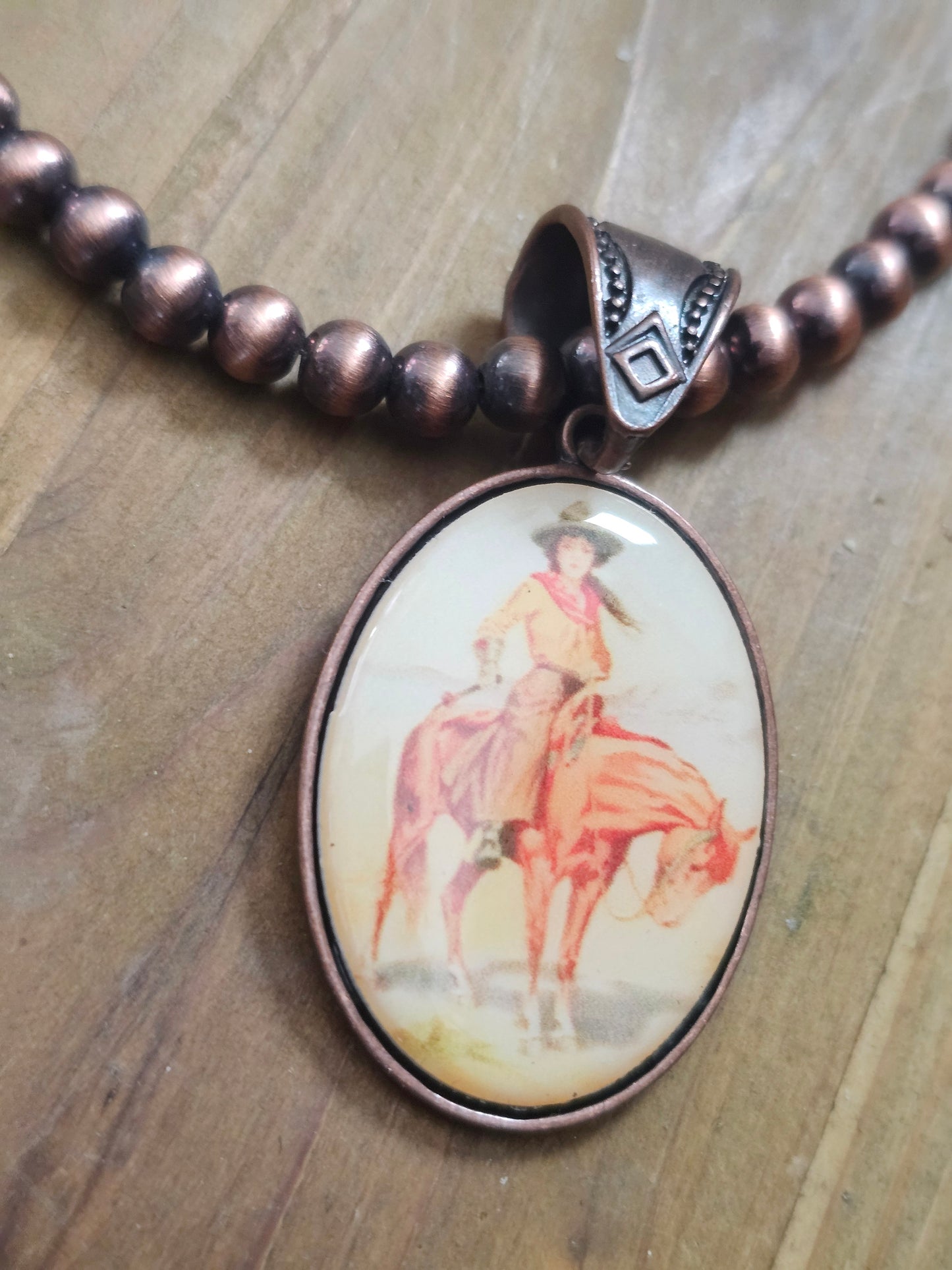 Saddle up vintage pendant necklace