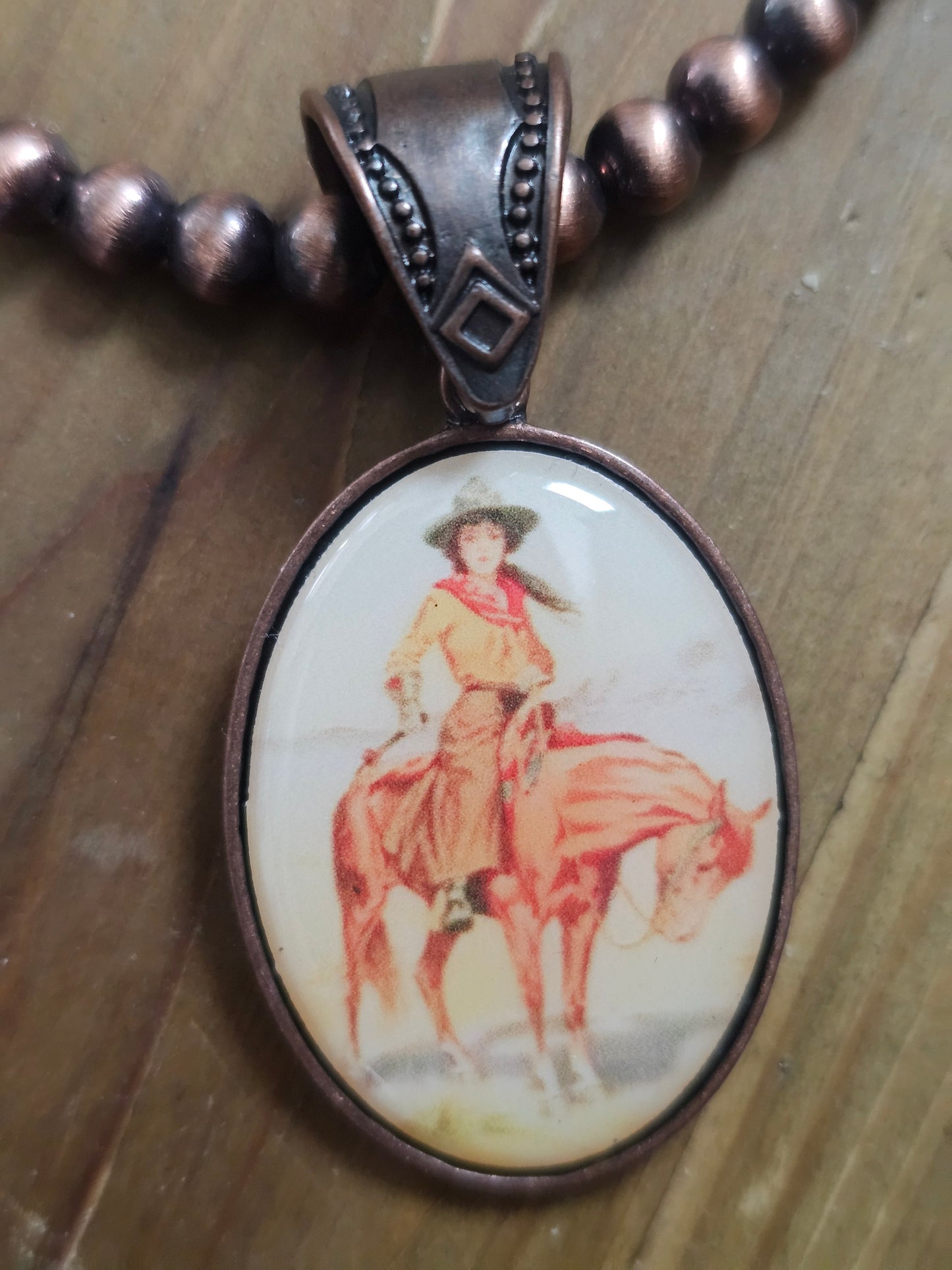 Saddle up vintage pendant necklace