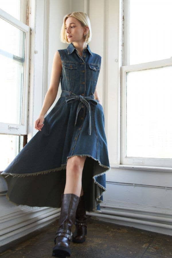 Western swing Hi- Lo denim dress