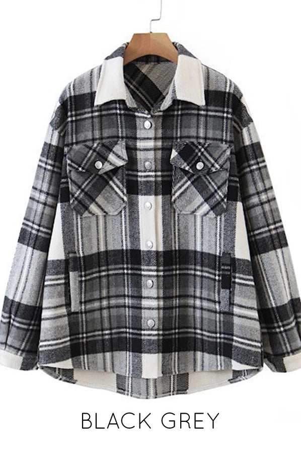 Oversized Plaid Flannel Jacket