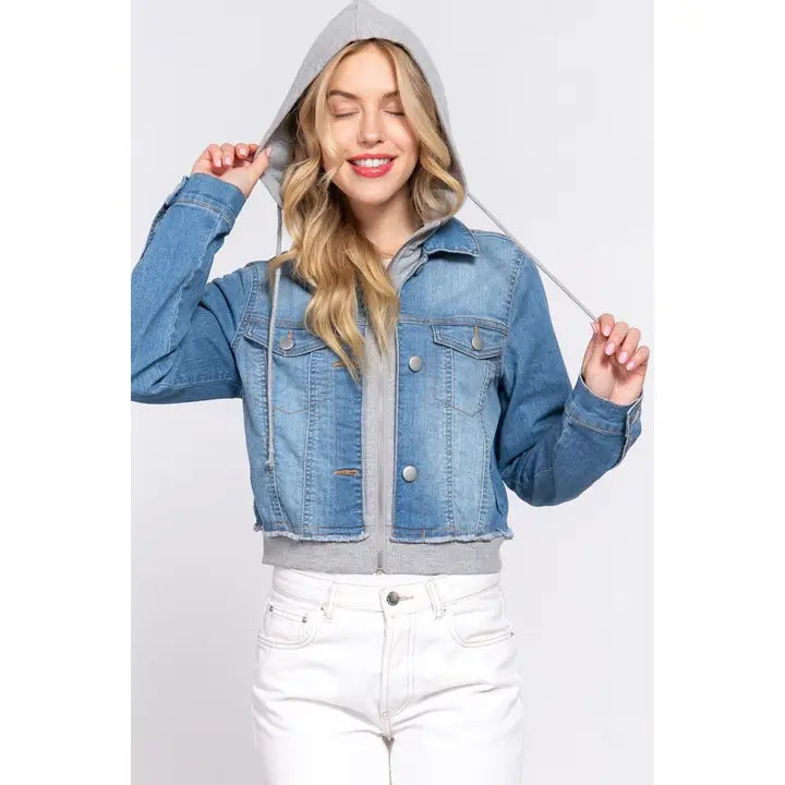 Hooded denim jacket