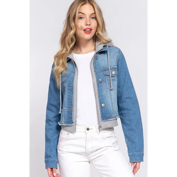 Hooded denim jacket