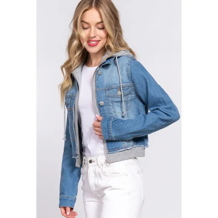 Hooded denim jacket