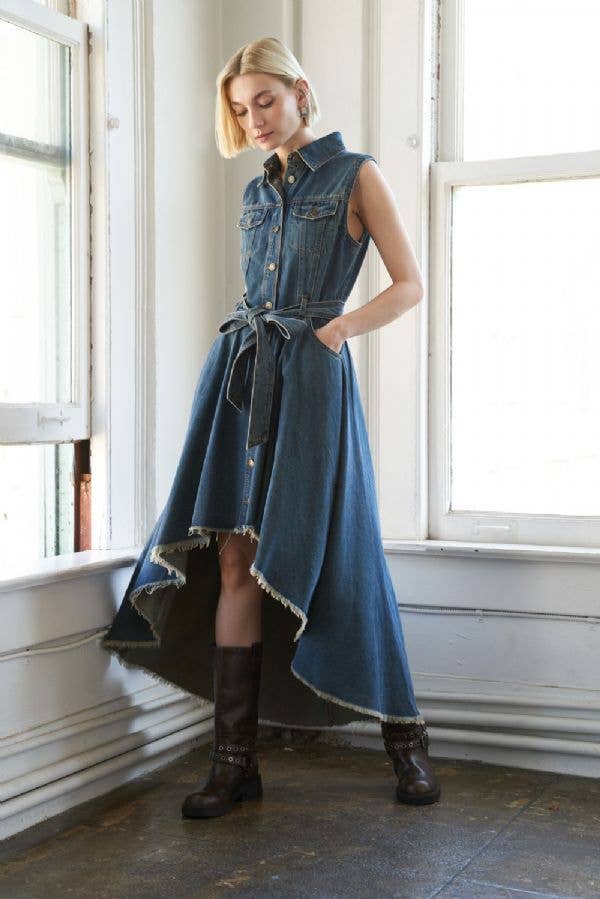 Western swing Hi- Lo denim dress