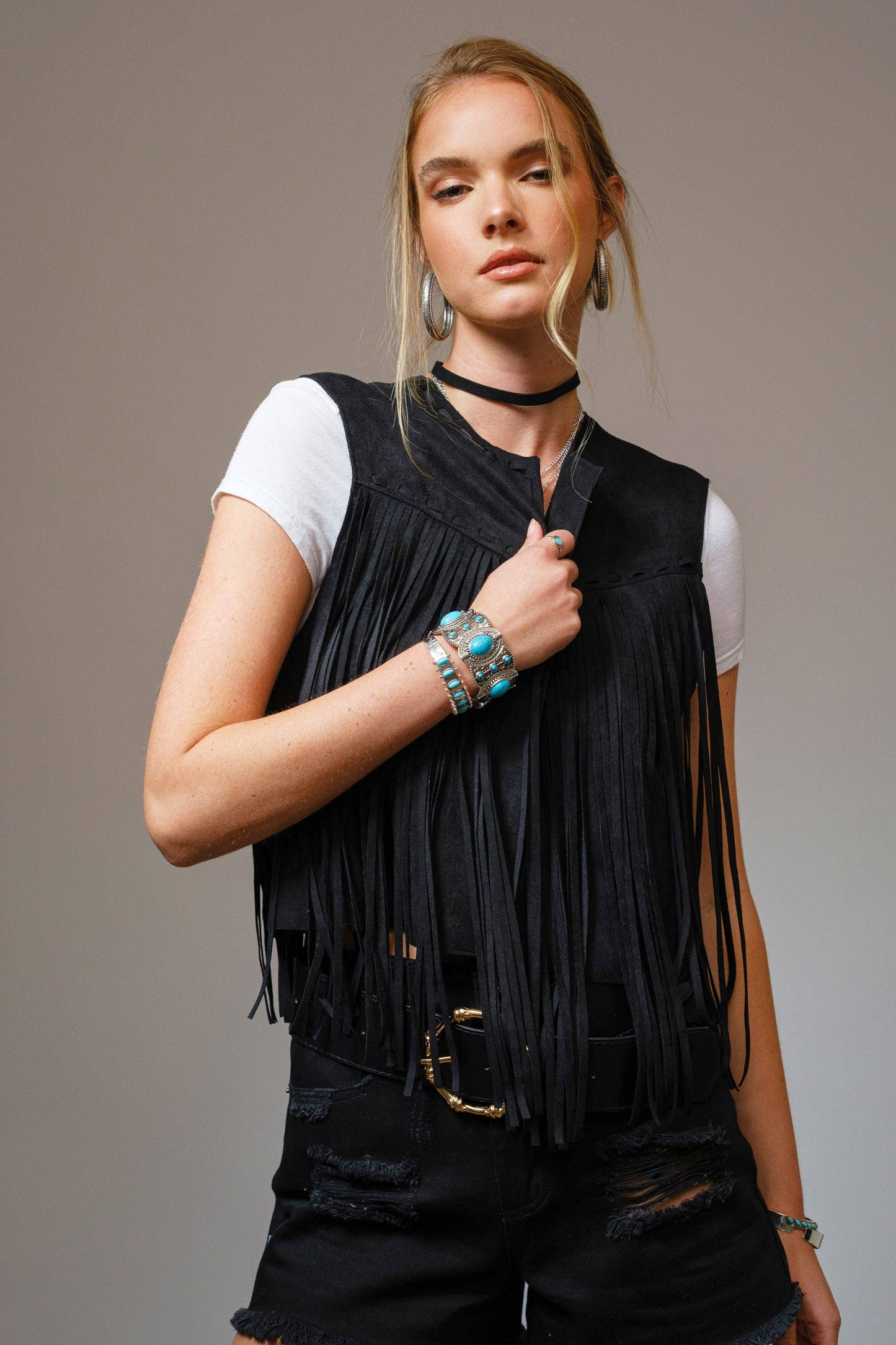 Suede Fringe Western Vest